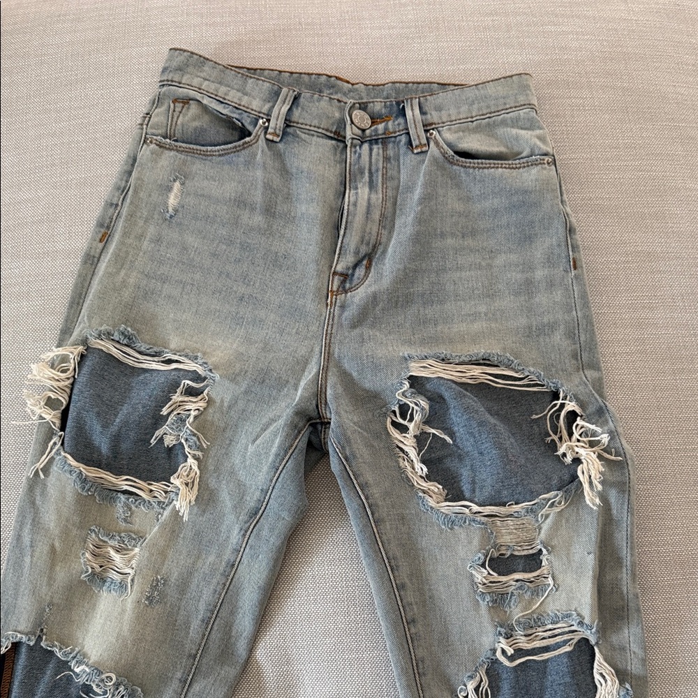 BDG Distressed Light Blue Women's Mom Jeans